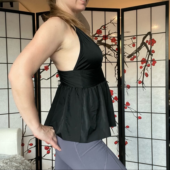 Adore Me Contour Plus Swim Top Swim Tankini Peplum Criss Cross Back Black - Picture 4 of 16